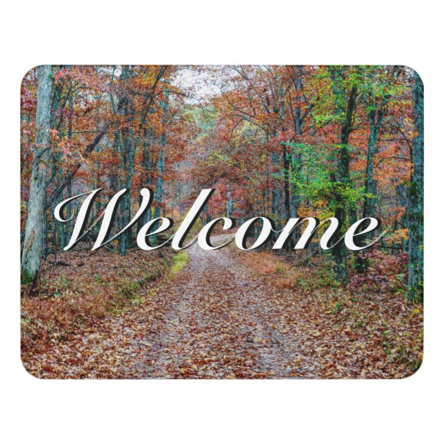 Fall On The Dirt Road Welcome Door Sign (Contemporary Front)