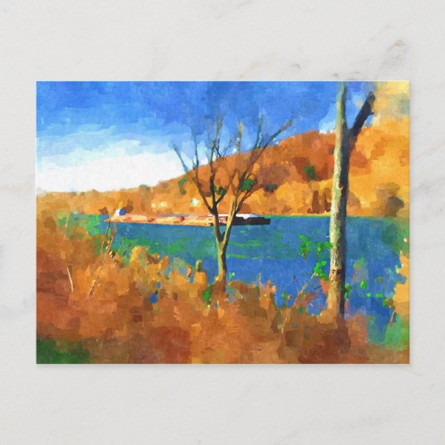 Fall on the Ohio watercolor art Postcard (Front)