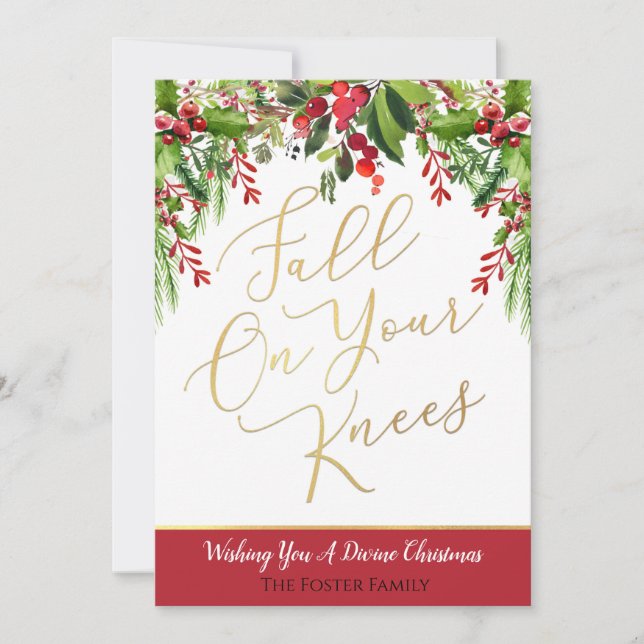 Fall On Your Knees Religious Christmas Card (Front)