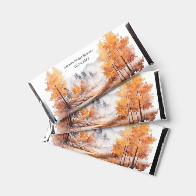 Fall or Autumn Themed Bridal Shower Hershey Bar Favors (Front)