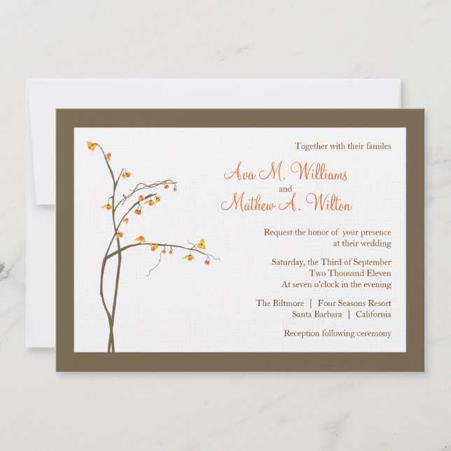 Fall or Autumn Wedding Invitation (Front)