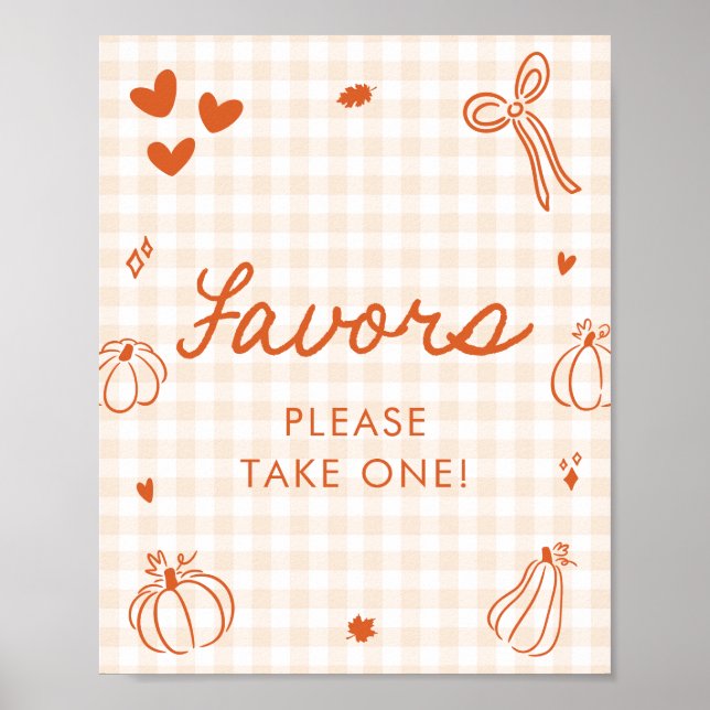 Fall Orange A Little Pumpkin Favors Sign (Front)
