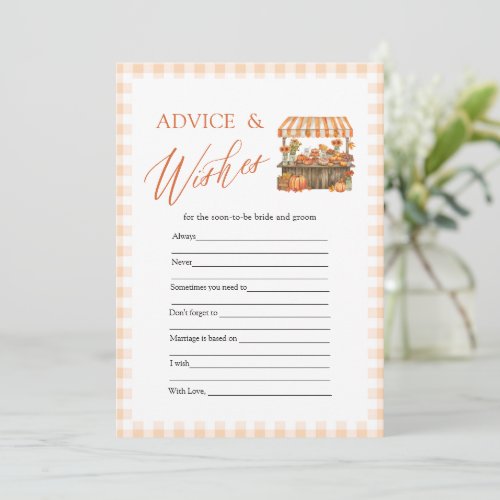 Fall Orange Advice and Wishes Bridal Shower Game Invitation