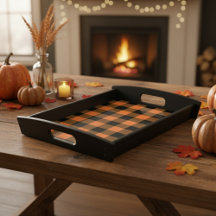 Fall Orange and Black Plaid Holiday