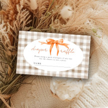 Fall orange bow gingham baby shower diaper raffle