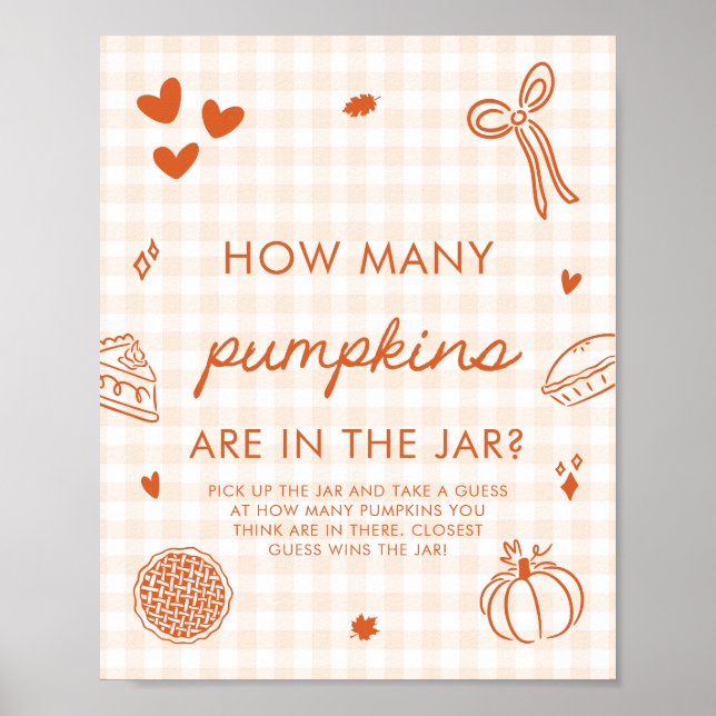 Fall Orange Cutie Pie Guess How Many Pumpkins Game Poster (Front)