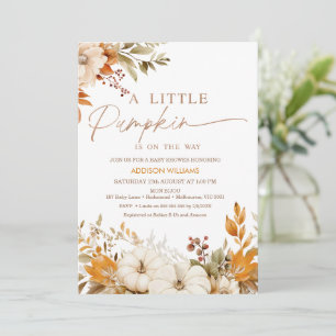 Fall Orange Floral Little Pumpkin Baby Shower Invitation