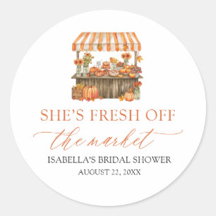 Fall Orange Fresh Off The Market Bridal Shower Classic Round Sticker