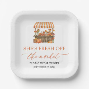 Fall Orange Fresh Off The Market Bridal Shower Paper Plates