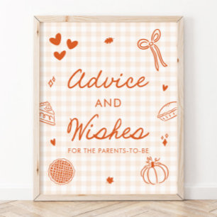 Fall Orange Gingham Cutie Pie Advice and Wishes Poster