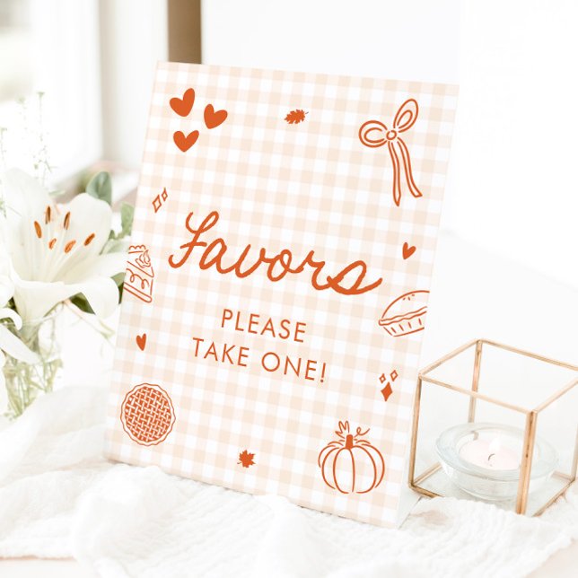 Fall Orange Gingham Cutie Pie Favors Sign (Fall Orange Gingham Cutie Pie Favors Sign)