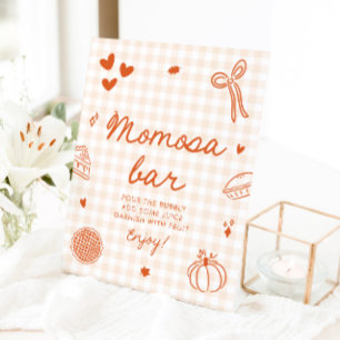 Fall Orange Gingham Cutie Pie Momosa Bar Sign
