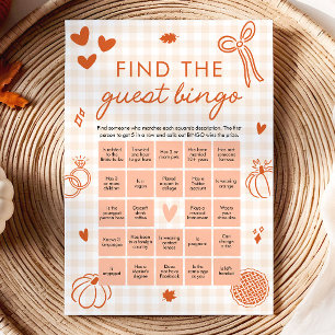 Fall Orange Gingham Find the Guest Bingo Game Invitation