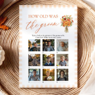 Fall Orange Gingham How Old Was The Groom Game Invitation