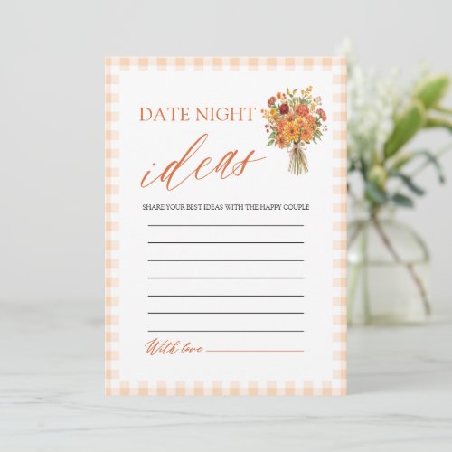 Fall Orange Gingham Market Date Night Ideas Game Invitation