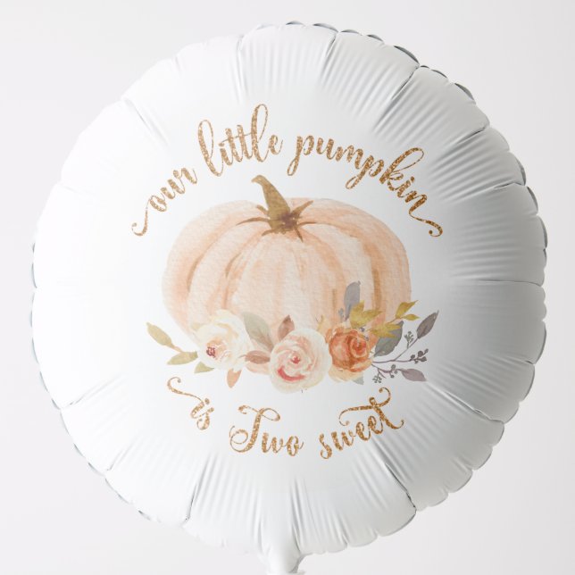 Fall orange  gold little pumpkin is two sweet balloon (Front)