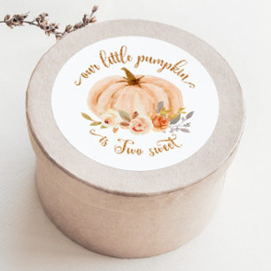 Fall orange gold little pumpkin is two sweet classic round sticker