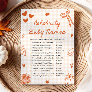 Fall Orange Hand Drawn Celebrity Baby Name Game Invitation
