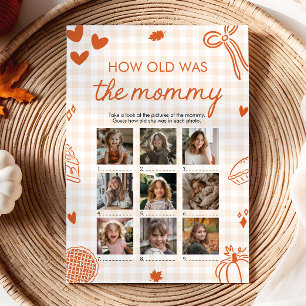 Fall Orange Hand Drawn How Old Was The Mommy Game Invitation