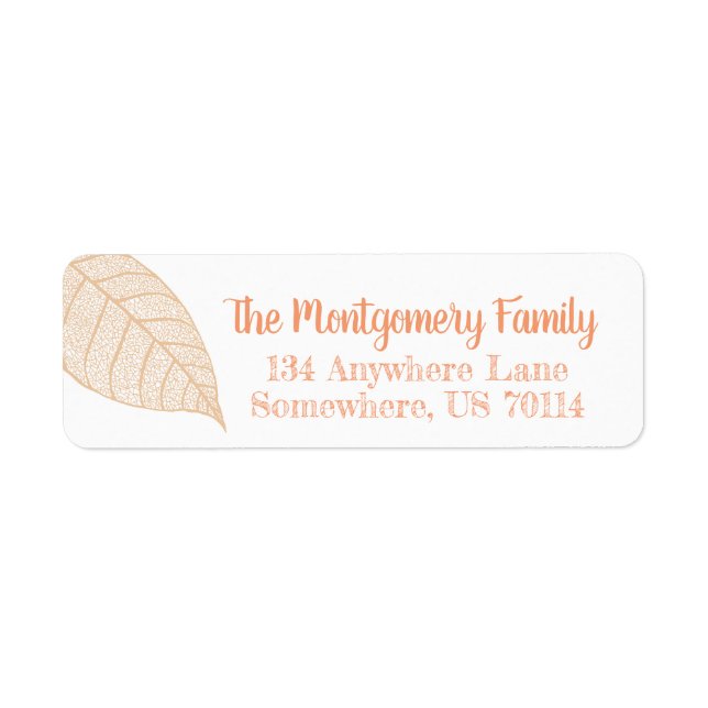 Fall Orange Leaf Skeleton | Personalized Label (Front)