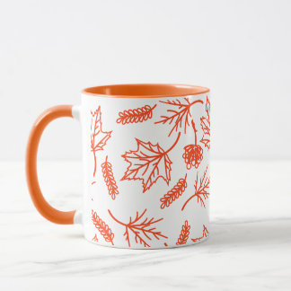 Fall Orange Leaves Outline Two-Tone Mugs