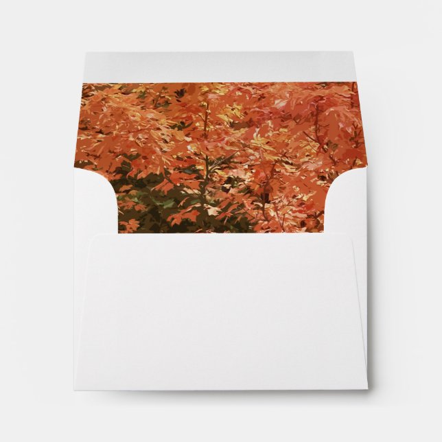 Fall Orange Leaves Wedding RSVP Card Envelope (Back (Bottom))