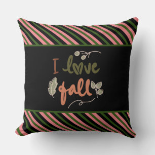 Fall Orange Pink Black Stripe Pillow   