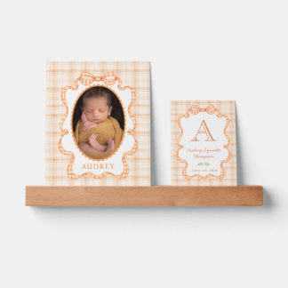 Fall Orange Plaid Baby Photo Picture Ledge