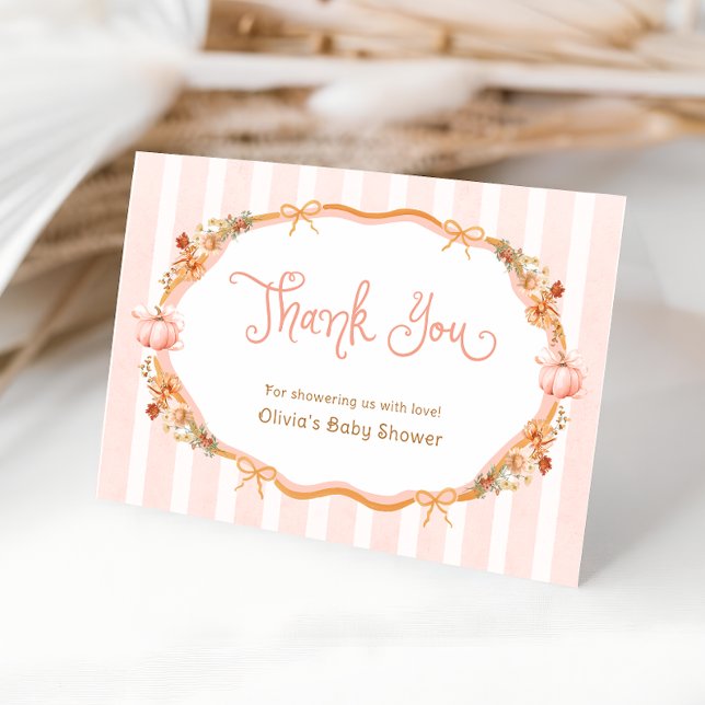 Fall Orange Pumpkin Baby Shower Thank You Card (Creator Uploaded)