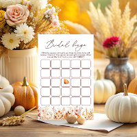 Fall Orange Pumpkin Bridal Shower Bingo Game