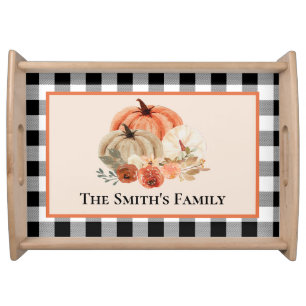 Fall Orange Pumpkin Serving Tray Farmhouse Autumn