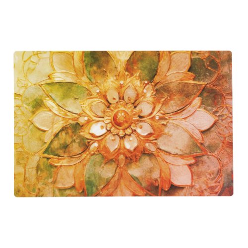 *~* Fall Orange Red AP2 Mandala laminated placemat