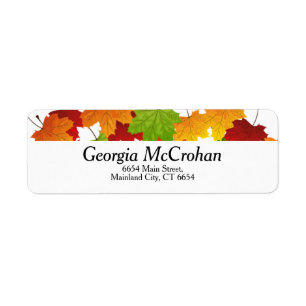 Fall Orange Red Leaves Return Address Label