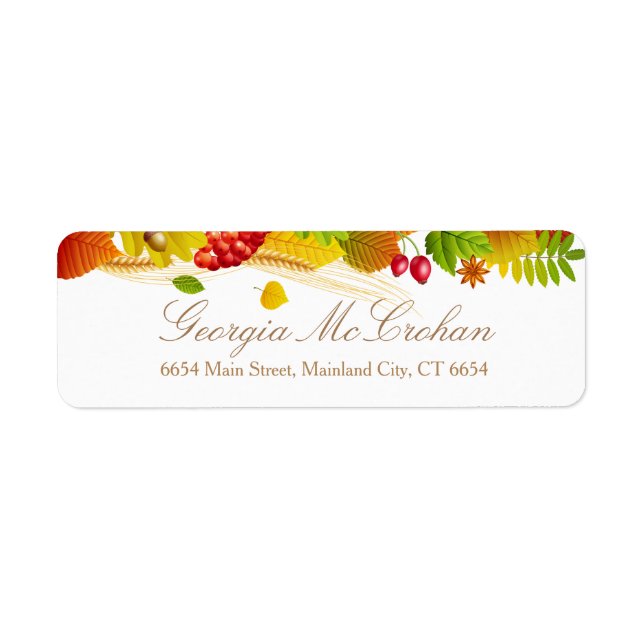 Fall Orange Red Leaves Return Address Label (Front)