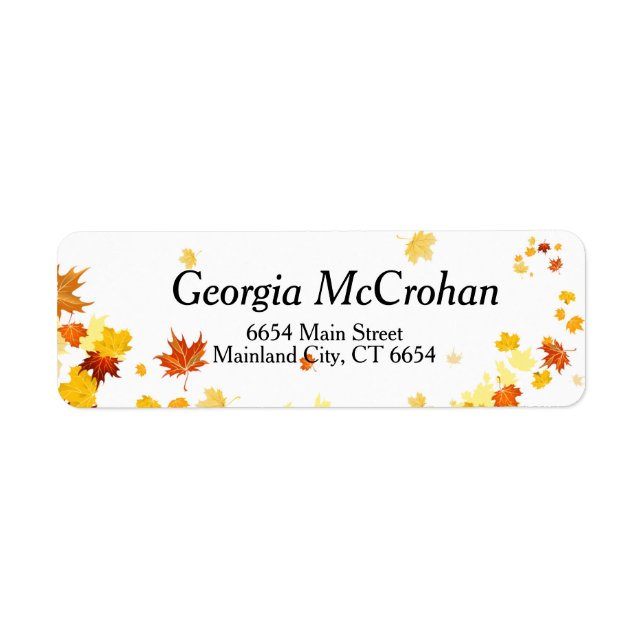 Fall Orange Red Leaves Return Address Label (Front)