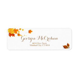 Fall Orange Red Leaves Return Address Label