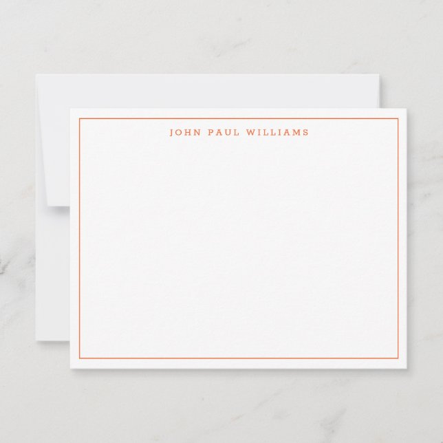 Fall Orange Simple Modern Professional Thin Border Note Card (Front)