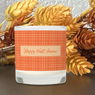 Fall Orange Tartan Pattern Scented Jar Candle