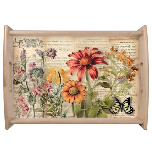 Fall Orange Yellow Wildflowers Serving Tray