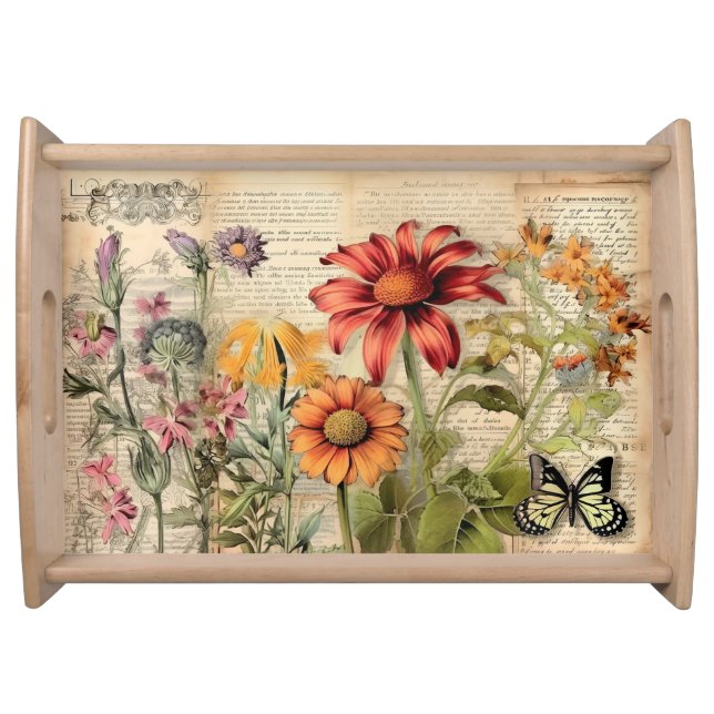 Fall Orange Yellow Wildflowers Serving Tray (Front)
