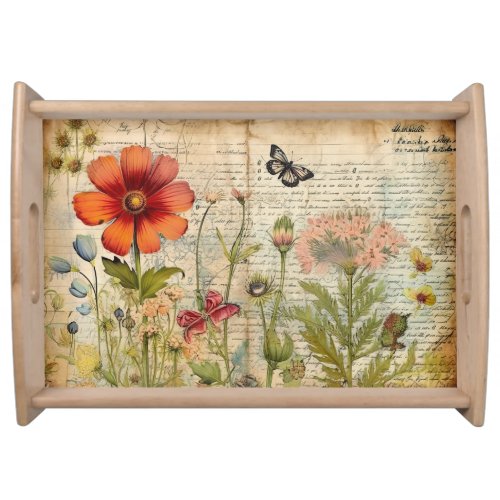 Fall Orange Yellow Wildflowers Serving Tray