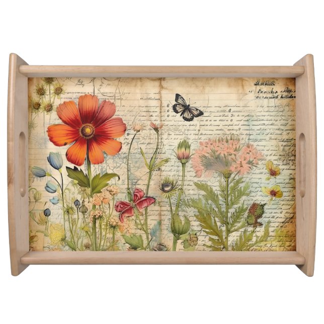 Fall Orange Yellow Wildflowers Serving Tray (Front)