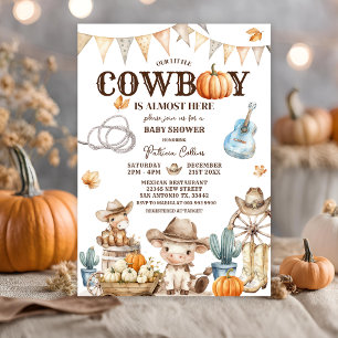 Fall Our Little Cowboy Wild West Baby Shower Invitation