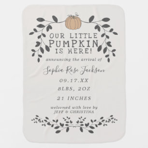 Fall Our Little Pumpkin Birth Baby Announcement Th Blanket