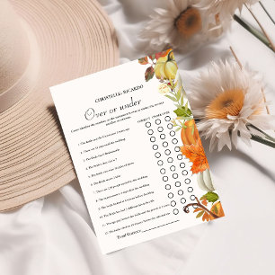 Fall Over or under bridal shower game Card