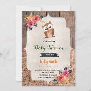 Fall owl baby shower birthday invitation