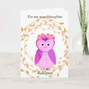 Fall Owl Birthday Granddaughter Card