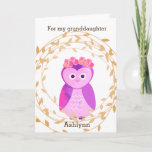 Fall Owl Birthday Granddaughter Card<br><div class="desc">A Fall birthday granddaughter birthday card featuring a beautiful owl and laurel in warm colors for Autumn. You can easily personalize the front of this granddaughter birthday card with her name. You can also easily change and personalize the inside birthday message if you wanted. The back of this owl birthday...</div>