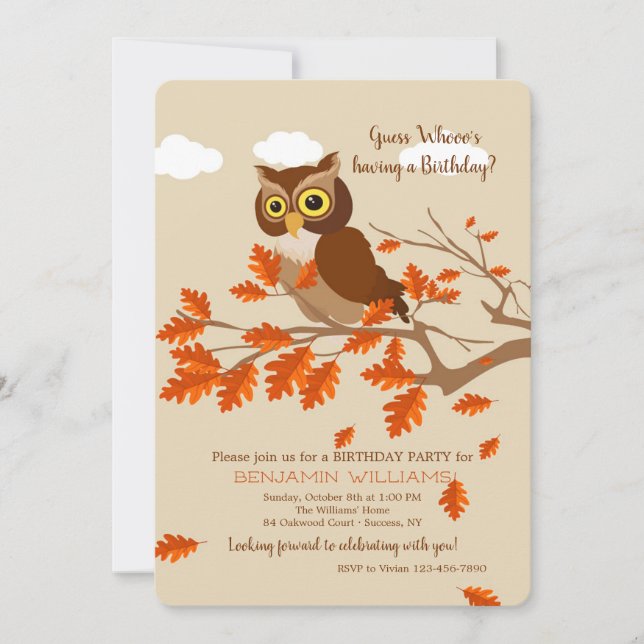 Fall Owl Invitation (Front)