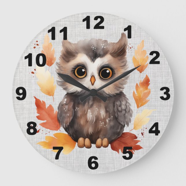 Fall Owl Wall Clock (Front)